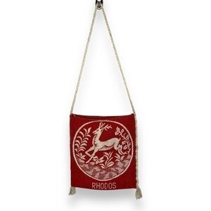 4 for $40 SALE! Vintage Rhodes/Rhodos Greece Woven Cross Body Bag, Red/White